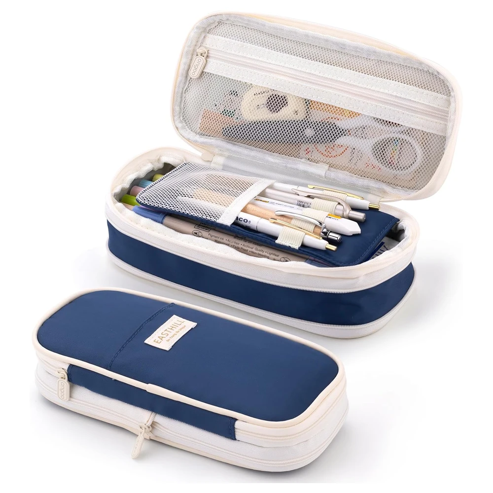 B09QM3HL2L_0.webp EASTHILL ESTUCHE PARA LÁPICES DE GRAN CAPACIDAD,BOLSA GRANDE PARA LÁPICES DE PAPELERÍA Y BOLÍGRAFOS PARA NIÑAS ADOLESCENTES-AZUL