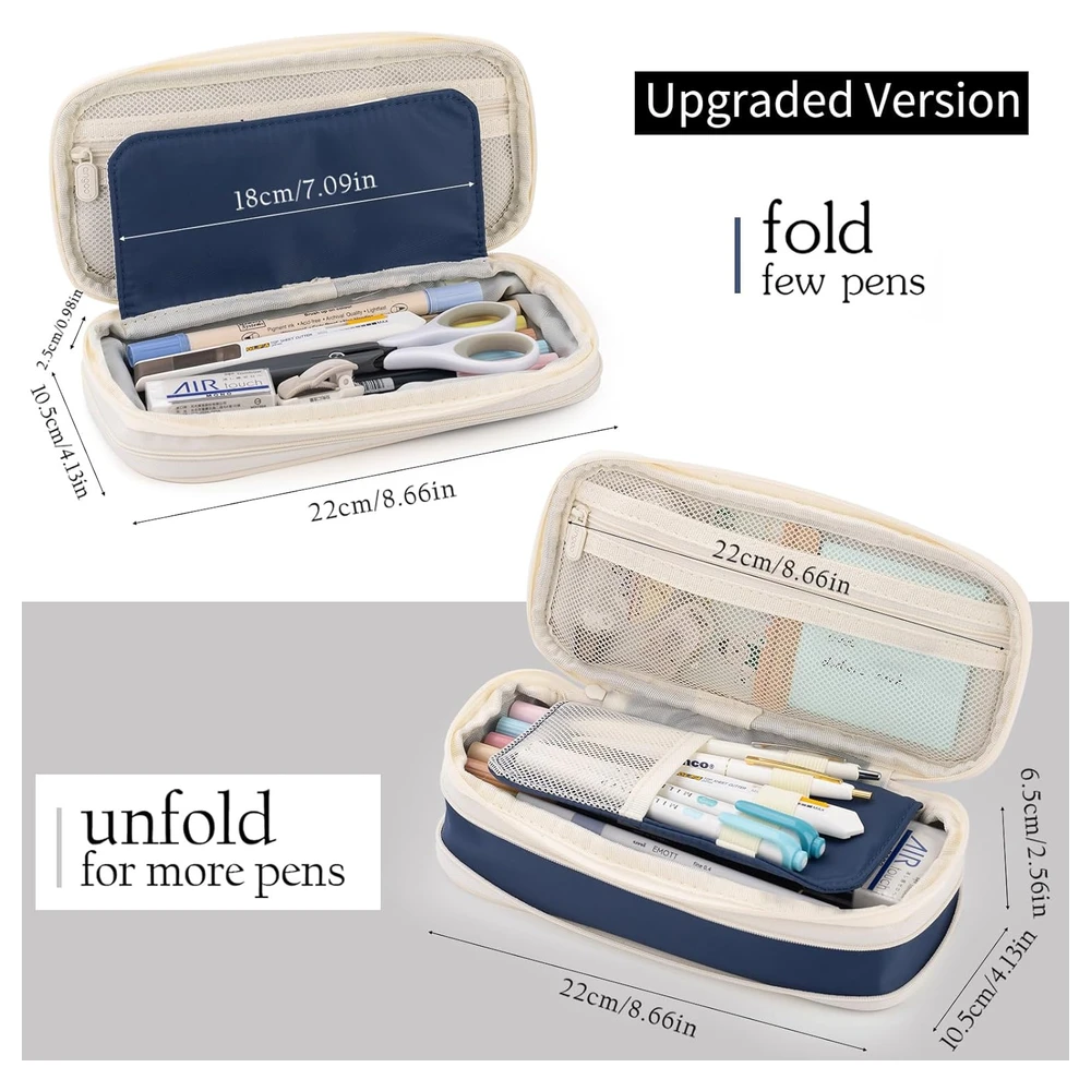 B09QM3HL2L_2.webp EASTHILL ESTUCHE PARA LÁPICES DE GRAN CAPACIDAD,BOLSA GRANDE PARA LÁPICES DE PAPELERÍA Y BOLÍGRAFOS PARA NIÑAS ADOLESCENTES-AZUL