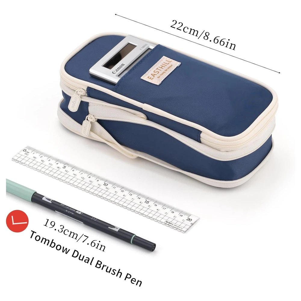 B09QM3HL2L_3.webp EASTHILL ESTUCHE PARA LÁPICES DE GRAN CAPACIDAD,BOLSA GRANDE PARA LÁPICES DE PAPELERÍA Y BOLÍGRAFOS PARA NIÑAS ADOLESCENTES-AZUL