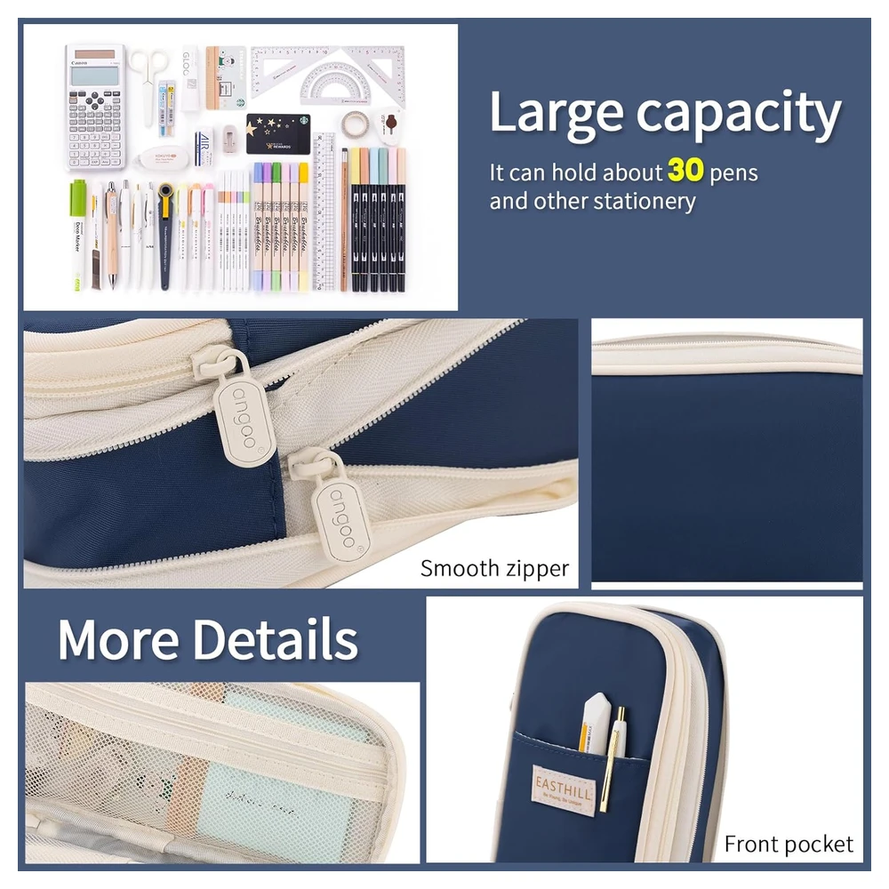 B09QM3HL2L_4.webp EASTHILL ESTUCHE PARA LÁPICES DE GRAN CAPACIDAD,BOLSA GRANDE PARA LÁPICES DE PAPELERÍA Y BOLÍGRAFOS PARA NIÑAS ADOLESCENTES-AZUL