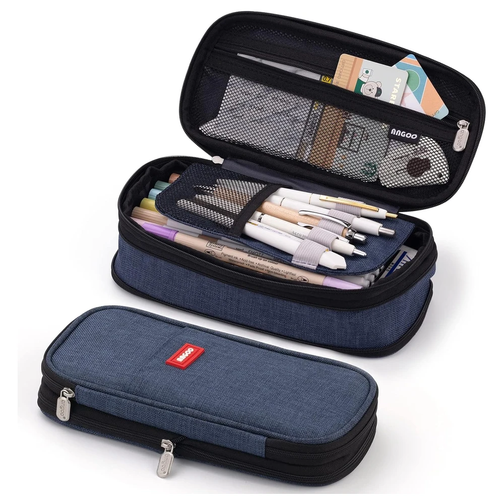 EASTHILL ESTUCHE PARA LÁPICES DE GRAN CAPACIDAD,BOLSA GRANDE PARA LÁPICES DE PAPELERÍA Y BOLÍGRAFOS PARA NIÑAS ADOLESCENTES-AZUL