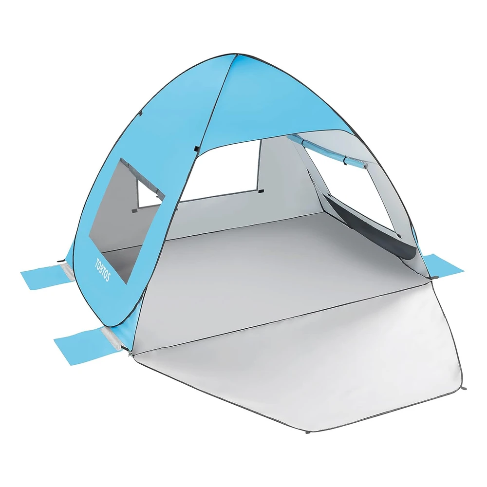 Tobtos Tienda de Campaña de Playa Emergente Upf 50+, Refugio Solar Para 3-4 Personas,Con Protección Uv,Cabaña con Dosel Para Bebé