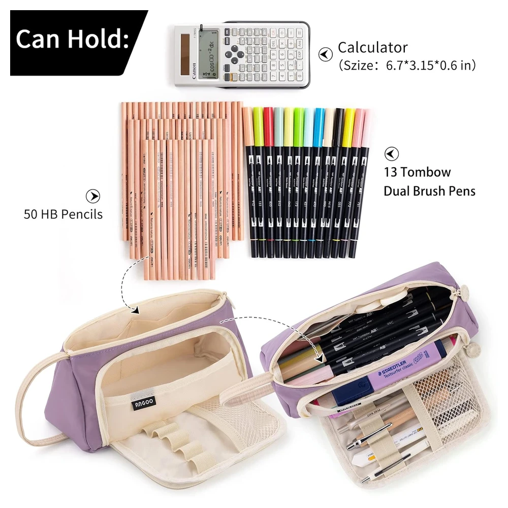 B09SG17LBK_1.webp EASTHILL - ESTUCHE PARA LÁPICES DE GRAN CAPACIDAD ESCOLAR, OFICINA Y COLEGIAL PARA NIÑOS Y ADULTOS - MORADO
