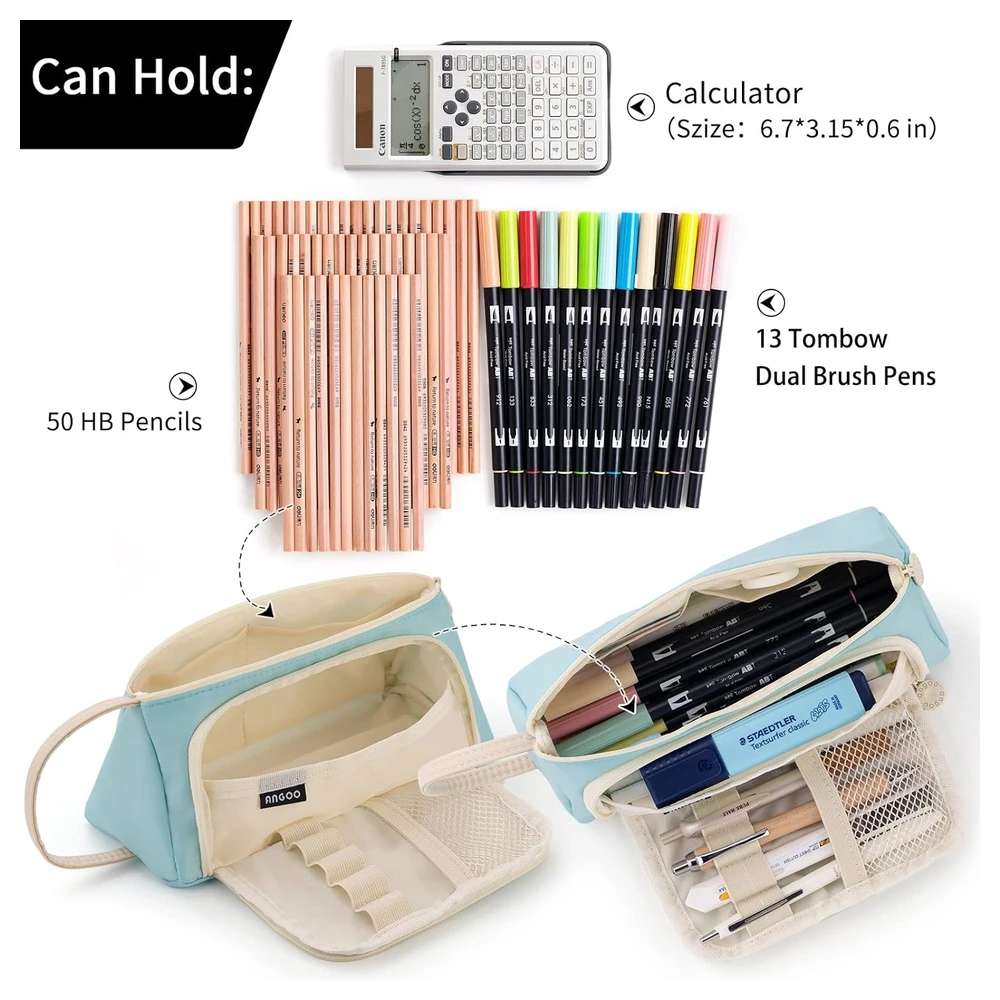 B09SG1TDKM_1.webp EASTHILL - ESTUCHE PARA LÁPICES DE GRAN CAPACIDAD ESCOLAR, OFICINA Y COLEGIAL PARA NIÑOS Y ADULTOS - CELESTE