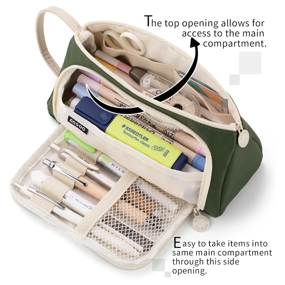 B09TQWPKJN_1.webp EASTHILL - ESTUCHE PARA LÁPICES DE GRAN CAPACIDAD ESCOLAR, OFICINA Y COLEGIAL PARA NIÑOS Y ADULTOS - VERDE
