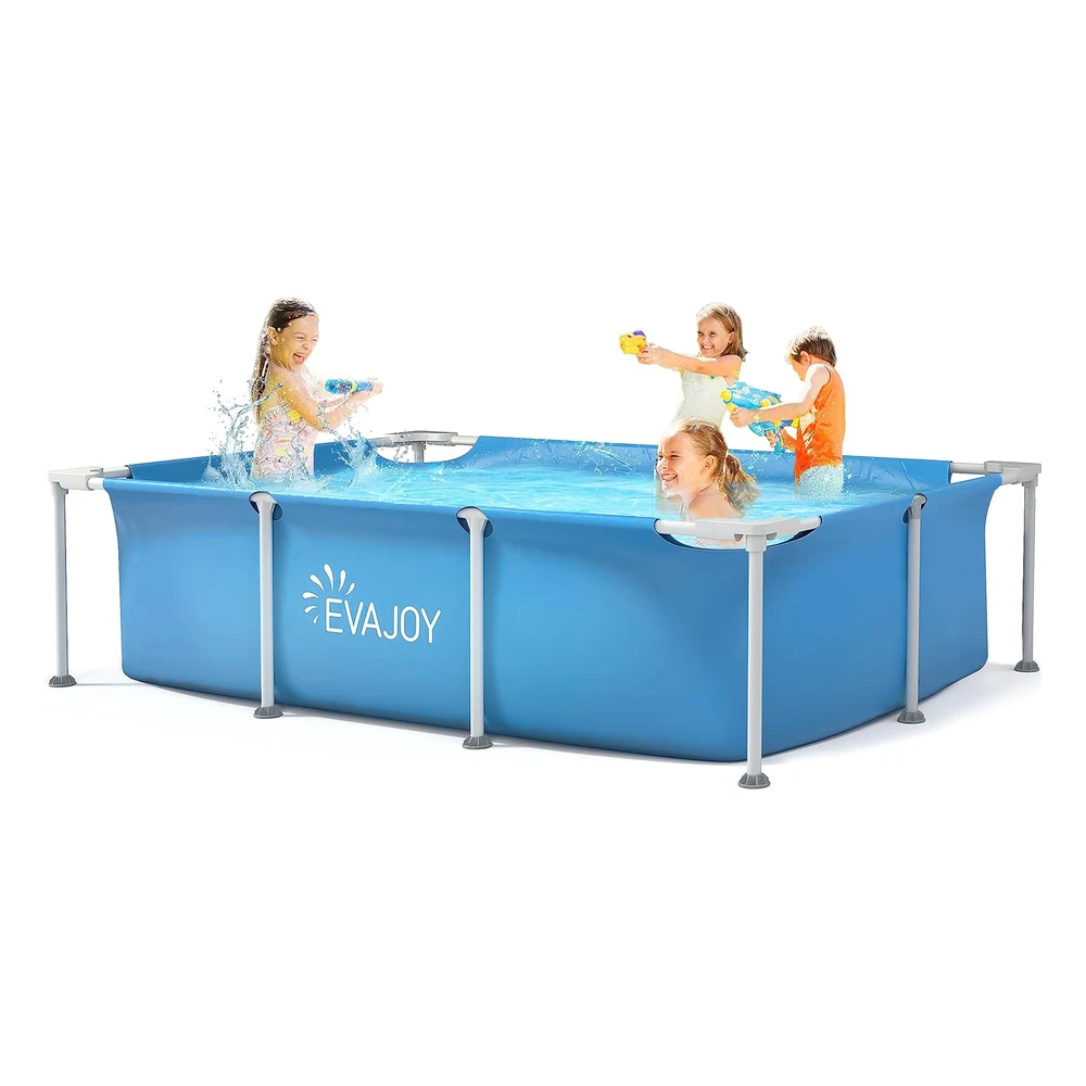 B09VT6PR3M.webp Evajoy Piscina con Marco de Metal de 85 x 23 x 59 ", Piscina Rectangular Sobre El Suelo con Marco de Acero, Pvc Resistente