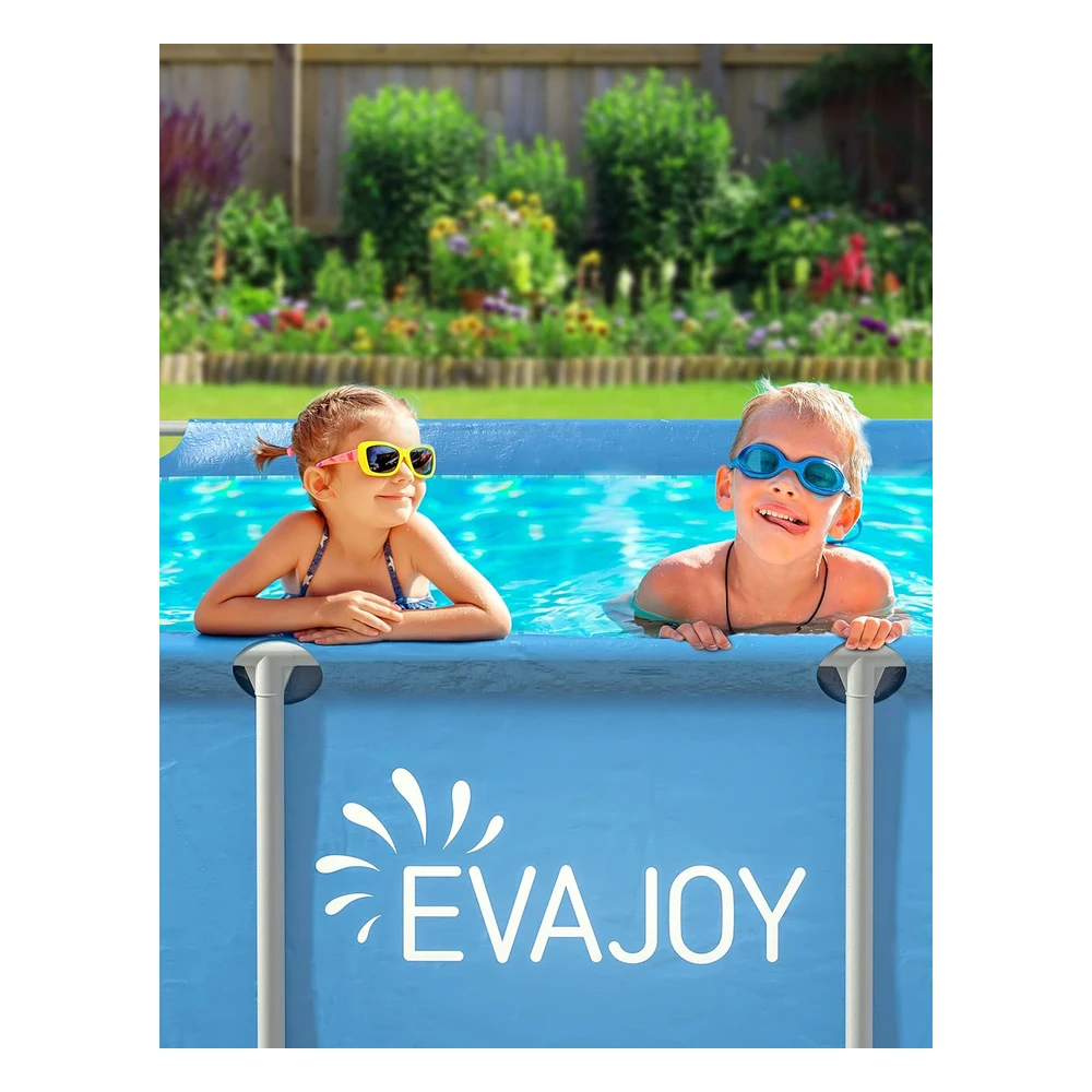Evajoy Piscina con Marco de Metal de 85 x 23 x 59 ", Piscina Rectangular Sobre El Suelo con Marco de Acero, Pvc Resistente