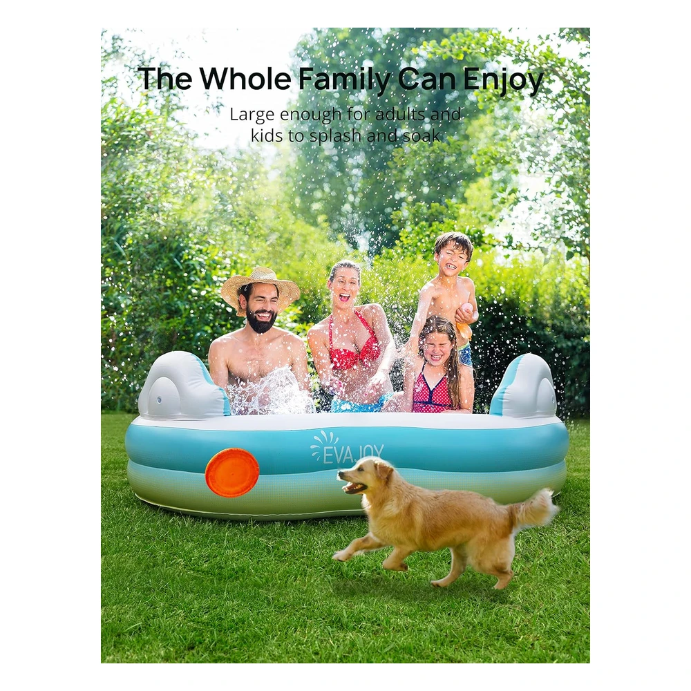 B09VTBYBP2_2.webp Evajoy - Piscina Inflable Para Niños, Adultos, Piscina Sobre El Suelo de Tamaño Familiar con 4 Asientos, 4 Respaldos, Portavasos
