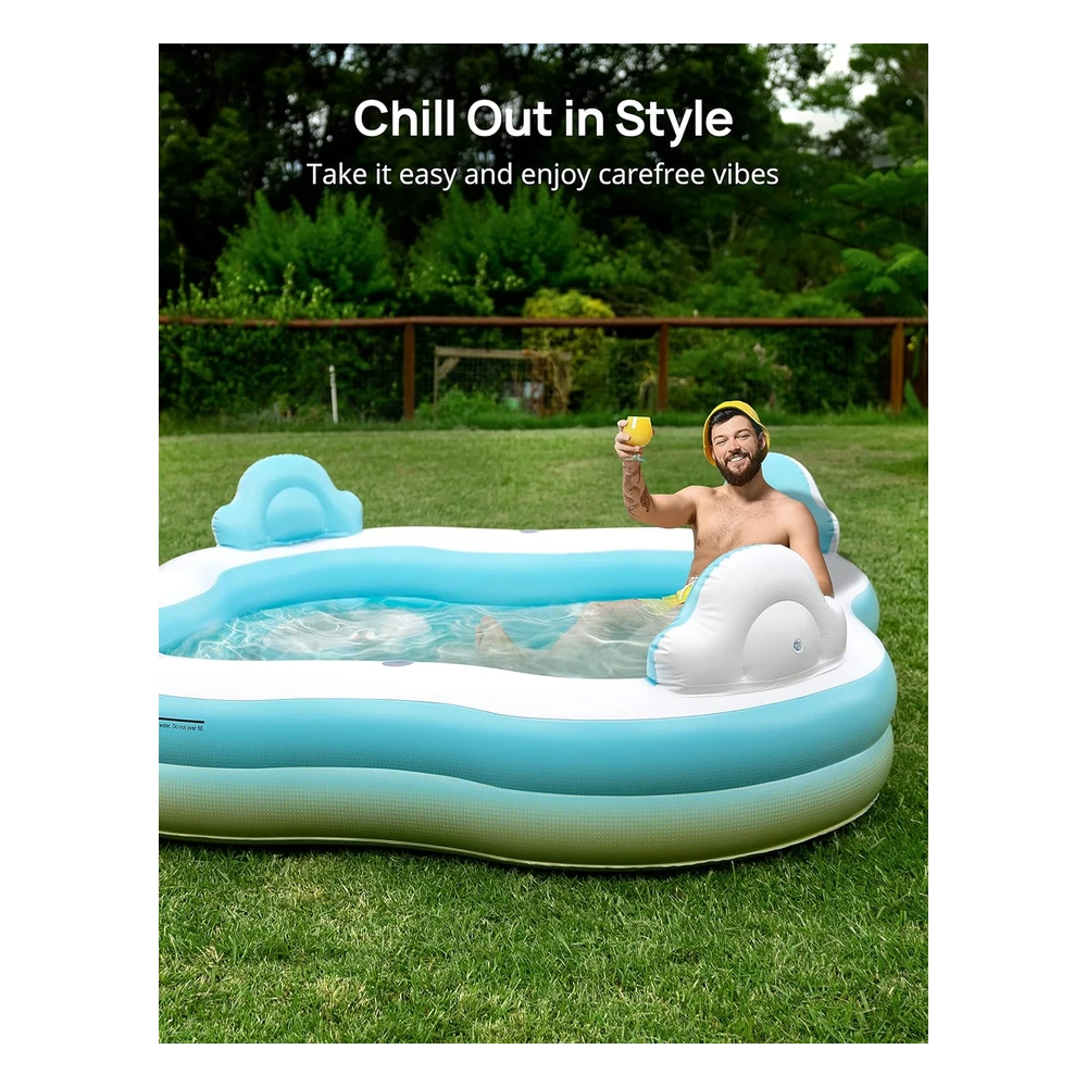 B09VTBYBP2_4.webp Evajoy - Piscina Inflable Para Niños, Adultos, Piscina Sobre El Suelo de Tamaño Familiar con 4 Asientos, 4 Respaldos, Portavasos