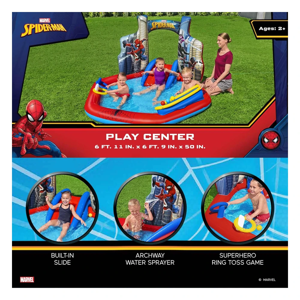 Marvel Spider-Man - Centro Inflable de Agua Para Niños | Juguete de Piscina de Verano Al Aire Libre Para Niños a Partir de 2 Años