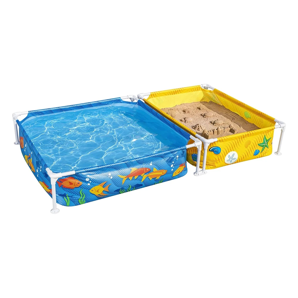 B09VYF4FK7.webp H2ogo! My First Frame - Combo de Piscina Y Arenero Sobre El Suelo (7 x 48"), Incluye Piscina Para Niños Y Caja de Arena