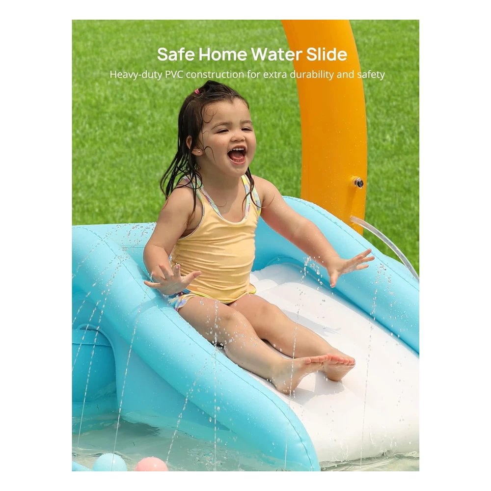 Evajoy - Piscina Infantil Inflable con Tobogán, Rociadores de Agua Para Patio Trasero, 110 x 71 x 53"