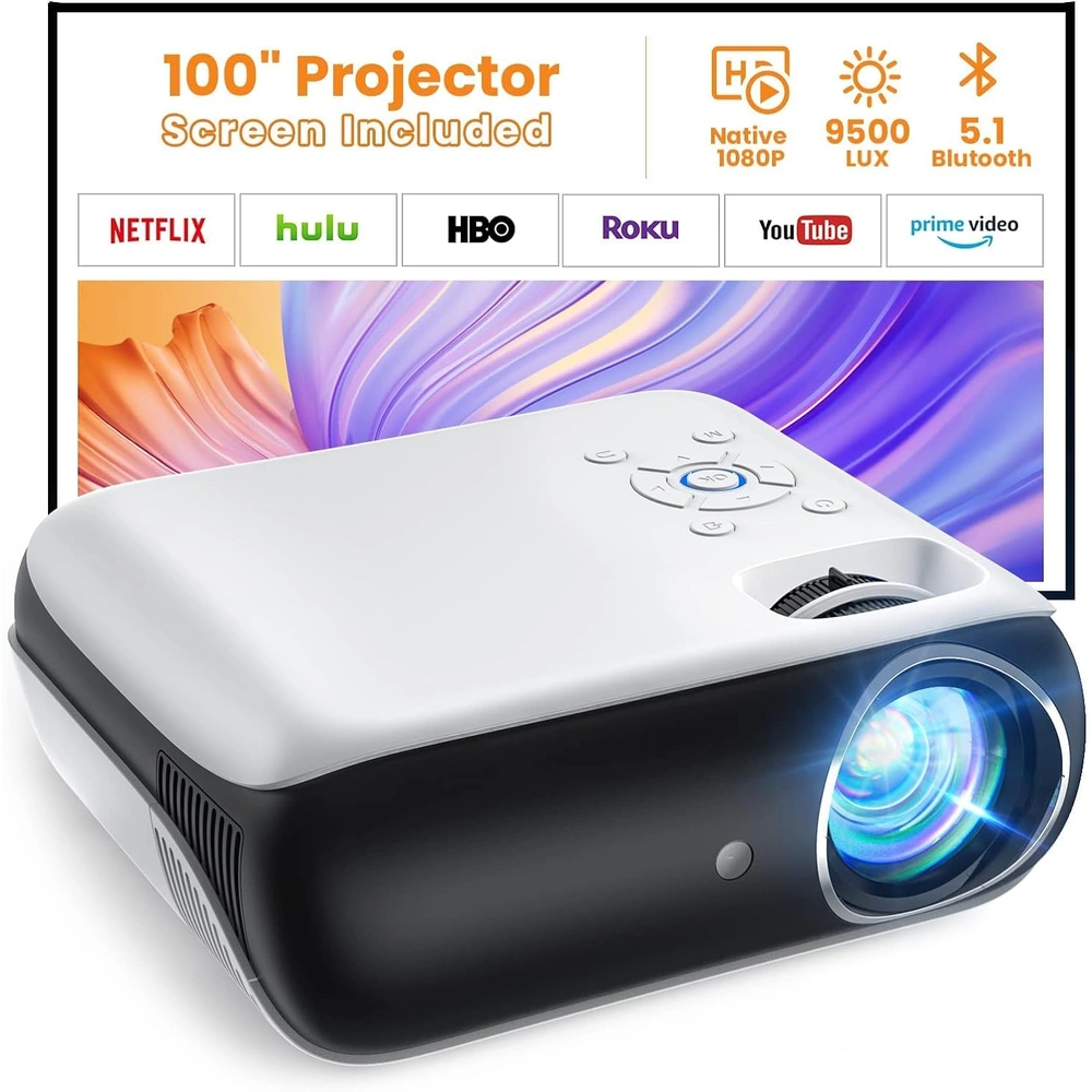 PROYECTOR HAPPRUN BLUETOOTH 1080P | PANTALLA DE 100" 9500L