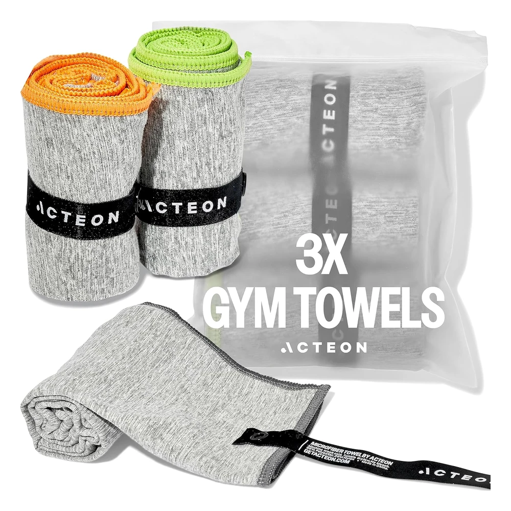 Acteon Toalla de Gimnasio de Microfibra de Secado Rápido, Mega Absorbente, Equipo de Entrenamiento Pequeño Para Hombres Y Mujeres