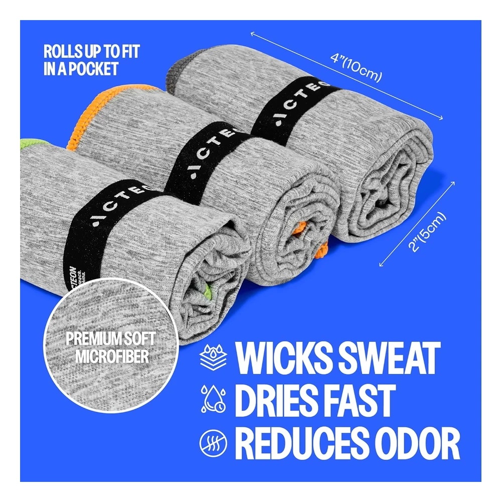 Acteon Toalla de Gimnasio de Microfibra de Secado Rápido, Mega Absorbente, Equipo de Entrenamiento Pequeño Para Hombres Y Mujeres