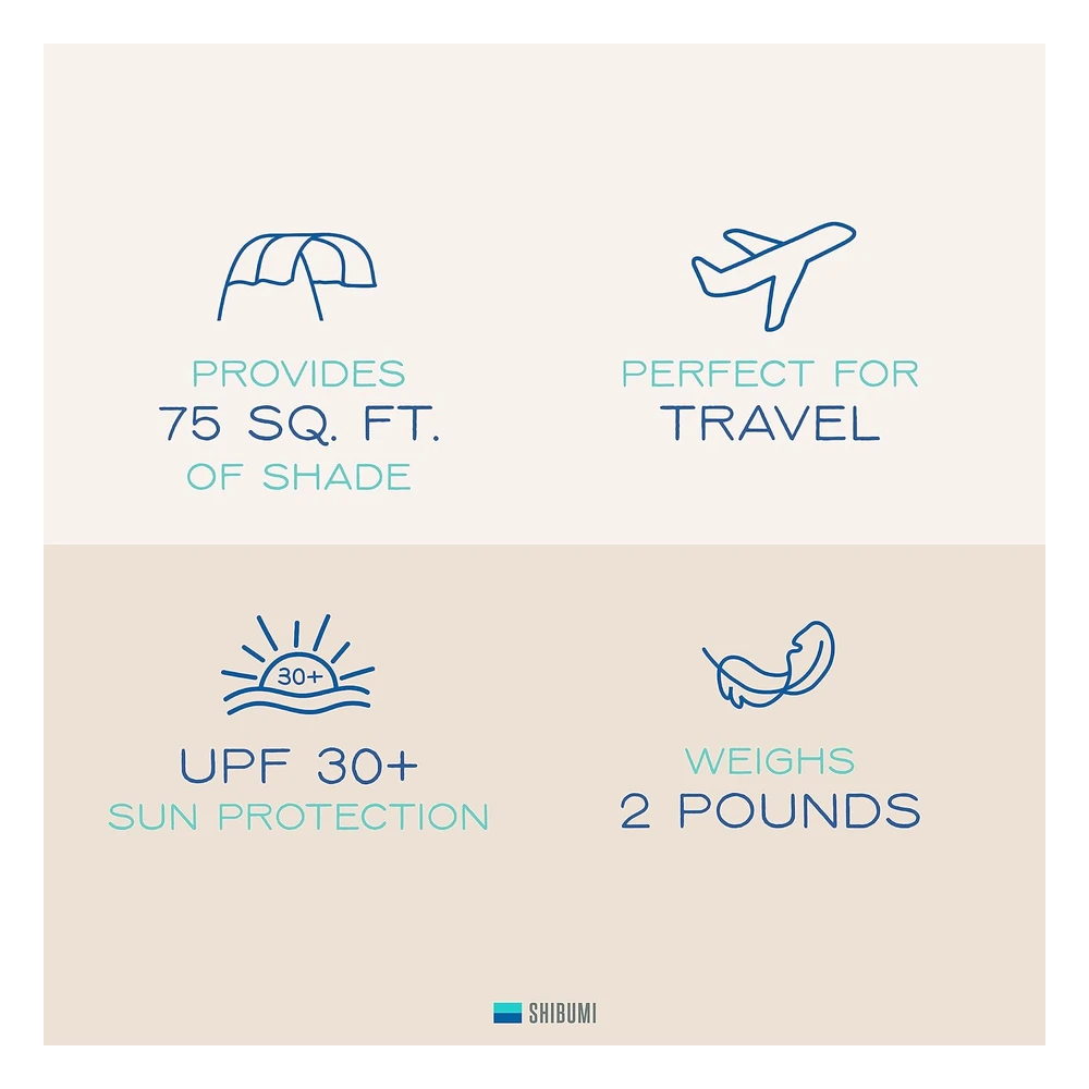 Shibumi Shade Mini, El Toldo de Playa Original Wind-Powered®, Proporciona 75 Pies de Sombra, Compacto Y Fácil de Transportar