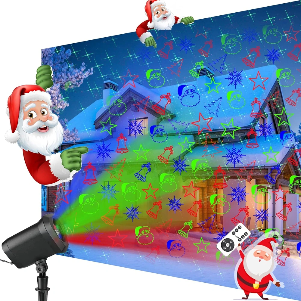 PROYECTO DE LUCES DE NAVIDAD AL AIRE LIBRE CON PATRONES DE NAVIDAD AZULES ROJOS VERDES