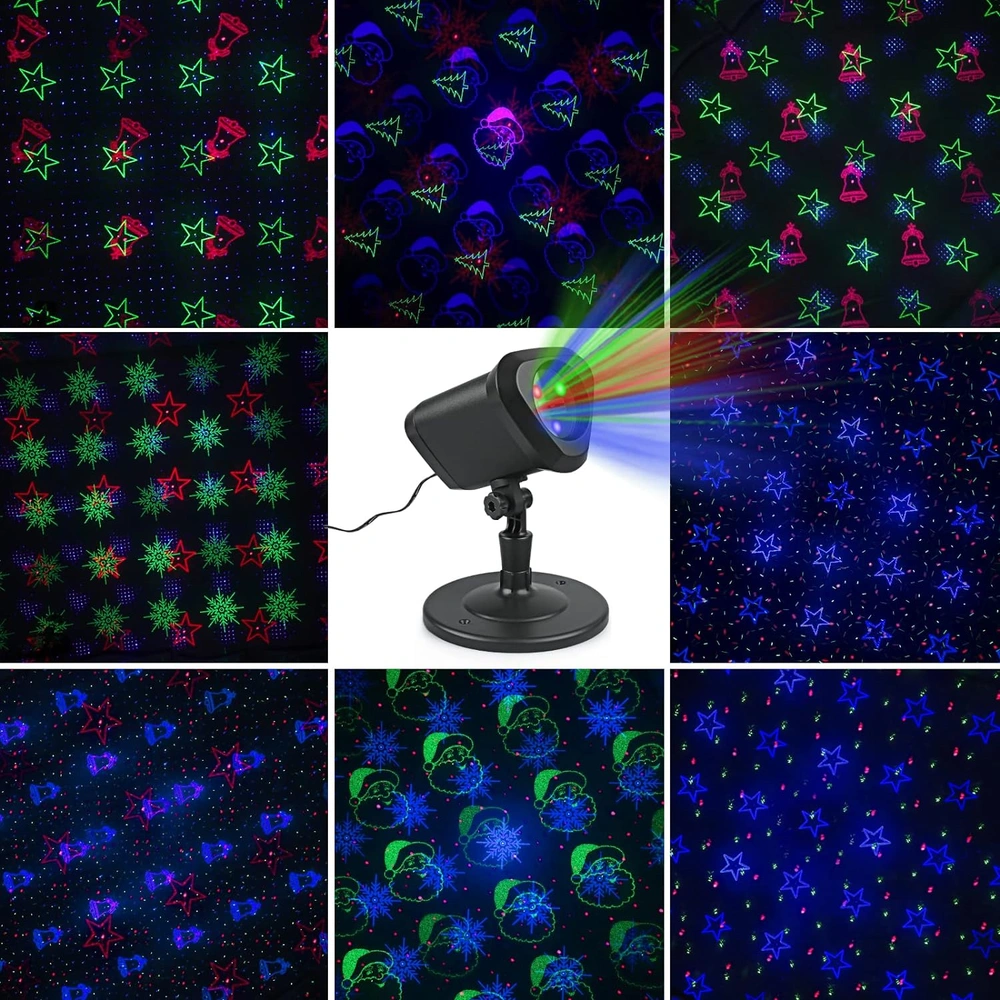 PROYECTO DE LUCES DE NAVIDAD AL AIRE LIBRE CON PATRONES DE NAVIDAD AZULES ROJOS VERDES