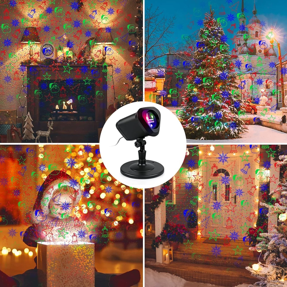 PROYECTO DE LUCES DE NAVIDAD AL AIRE LIBRE CON PATRONES DE NAVIDAD AZULES ROJOS VERDES