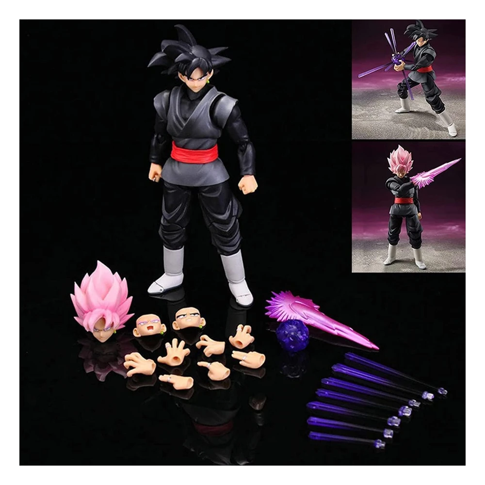 Lomibard Figura de Acción de Goku de 6", Juguetes de Dragon Bal de 6 Pulgadas, Bellamente En Caja con Múltiples Accesorios(Negro)