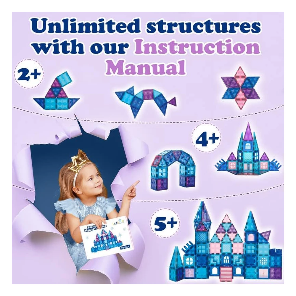 Bloques de Construcción Magnéticos de Castillo de Princesa Congelada, Bloques de Diamantes 3d, Juguetes Educativos Stem