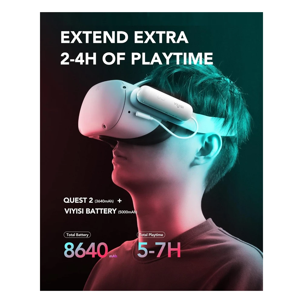 PAQUETE DE BATERÍA VIYISI | PARA OCULUS QUEST 2 CARGADOR PORTÁTIL 5000 MAH ACCESORIOS PARA AUDÍFONOS META QUEST 2 CARGA RÁPIDA