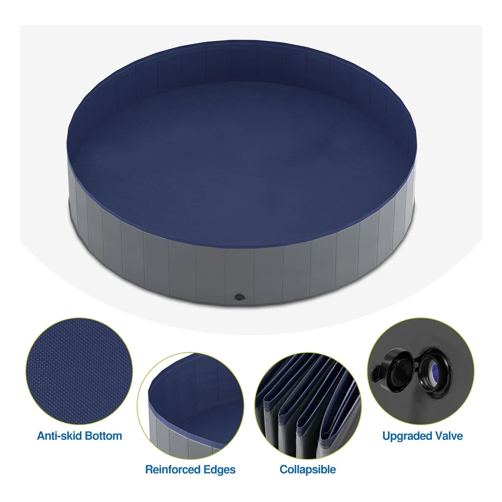 Niubya Piscina Portátil Para Perros, Piscina Plegable Para Mascotas, 79 x 16 Pulgadas