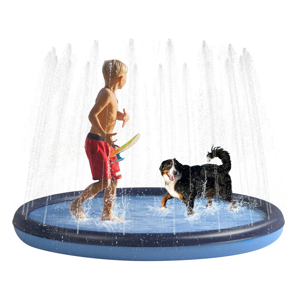Niubya Almohadilla de Salpicaduras Para Perros Y Niños,Tapete de Piscina Para Vadear,60"