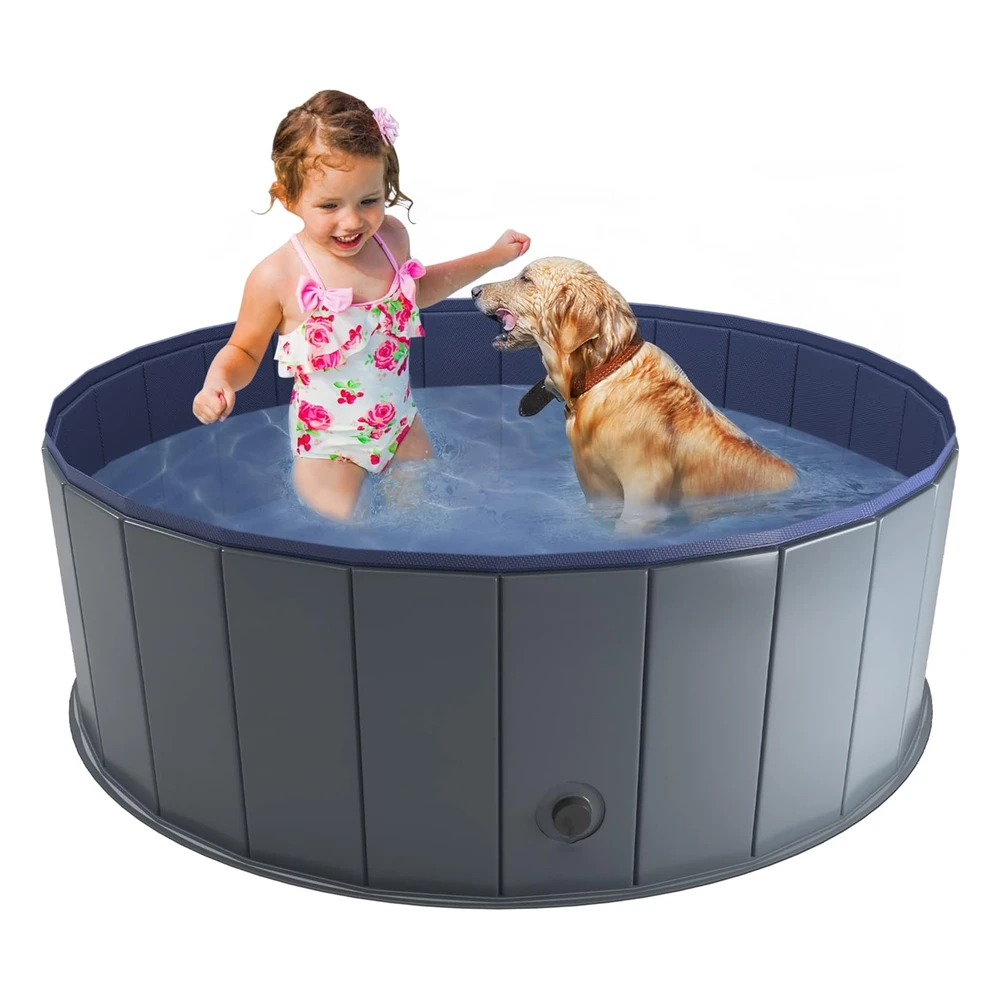 Niubya Piscina Portátil Para Mascotas, Bañera Plegable Antideslizante Para Mascotas, 47 x 16"