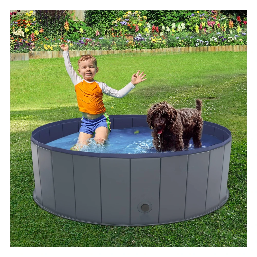 Niubya Piscina Portátil Para Mascotas, Bañera Plegable Antideslizante Para Mascotas, 47 x 16"