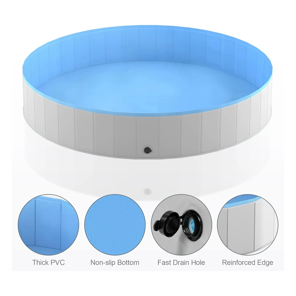 Niubya Piscina Plegable Redonda Para Perros, Piscina Para Mascotas Para Interiores Y Exteriores, 71 x 12"