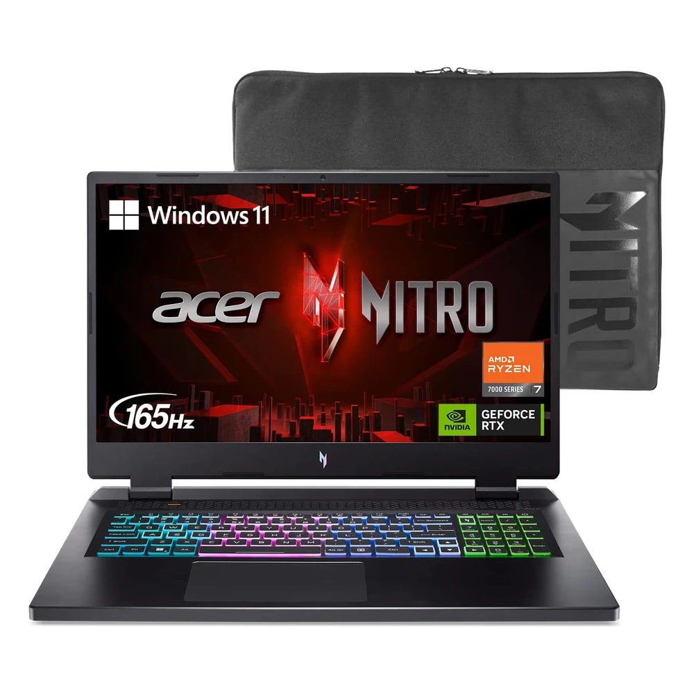 Laptop ACER Nitro 17 Cpu Amd Ryzen 7 7840hs Octa-Core Gpu Nvidia Geforce RTX 4060IPS QHD 165hz 17.3" SSD 1Tb An17-41-R7g3 Negro