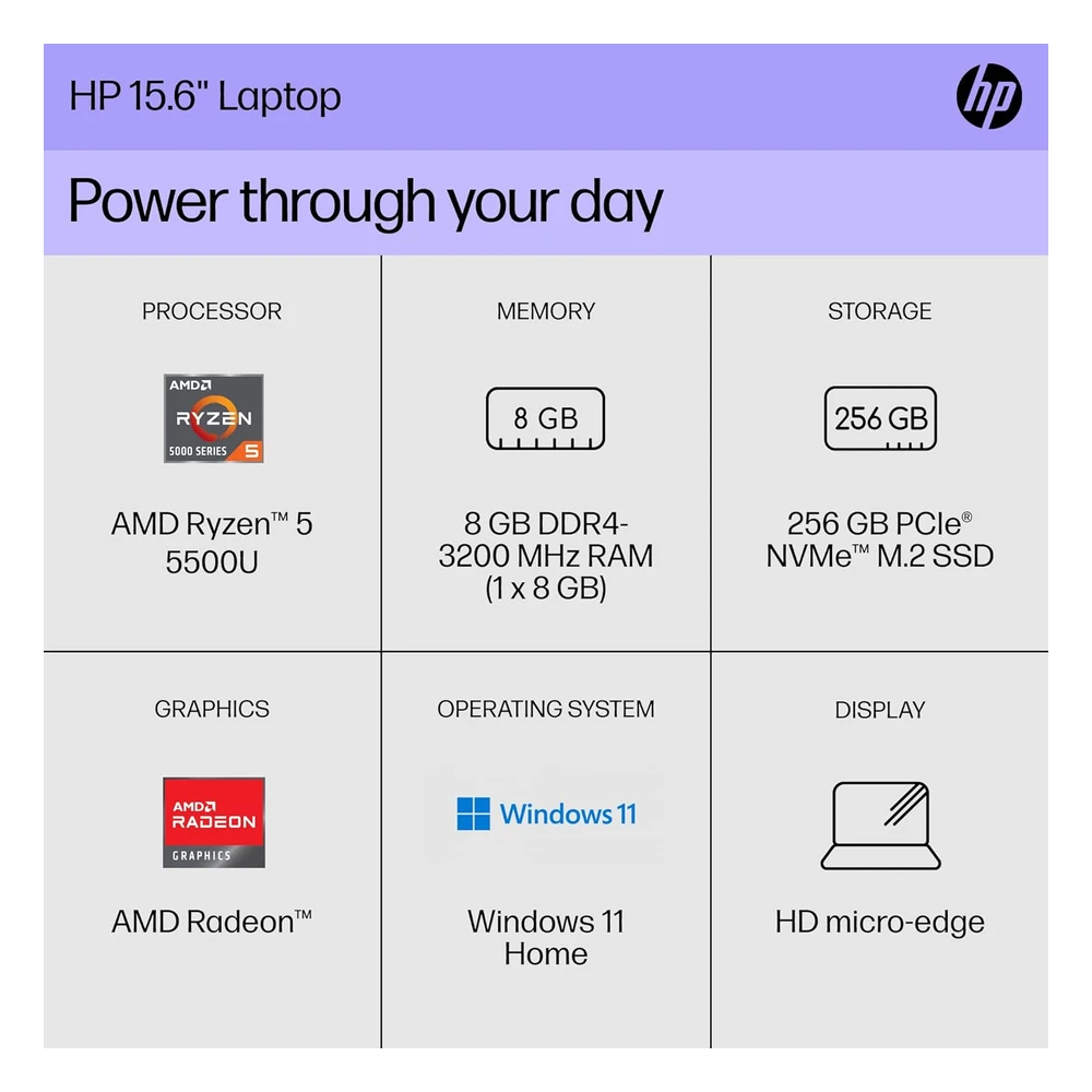 B0C1PQL8QB_2.webp LAPTOP 15 HP PORTÁTIL PANTALLA HD AMD RYZEN 5 5500U 8GB RAM SSD 256GB AMD RADEON | PLATA - TECLADO INGLÉS