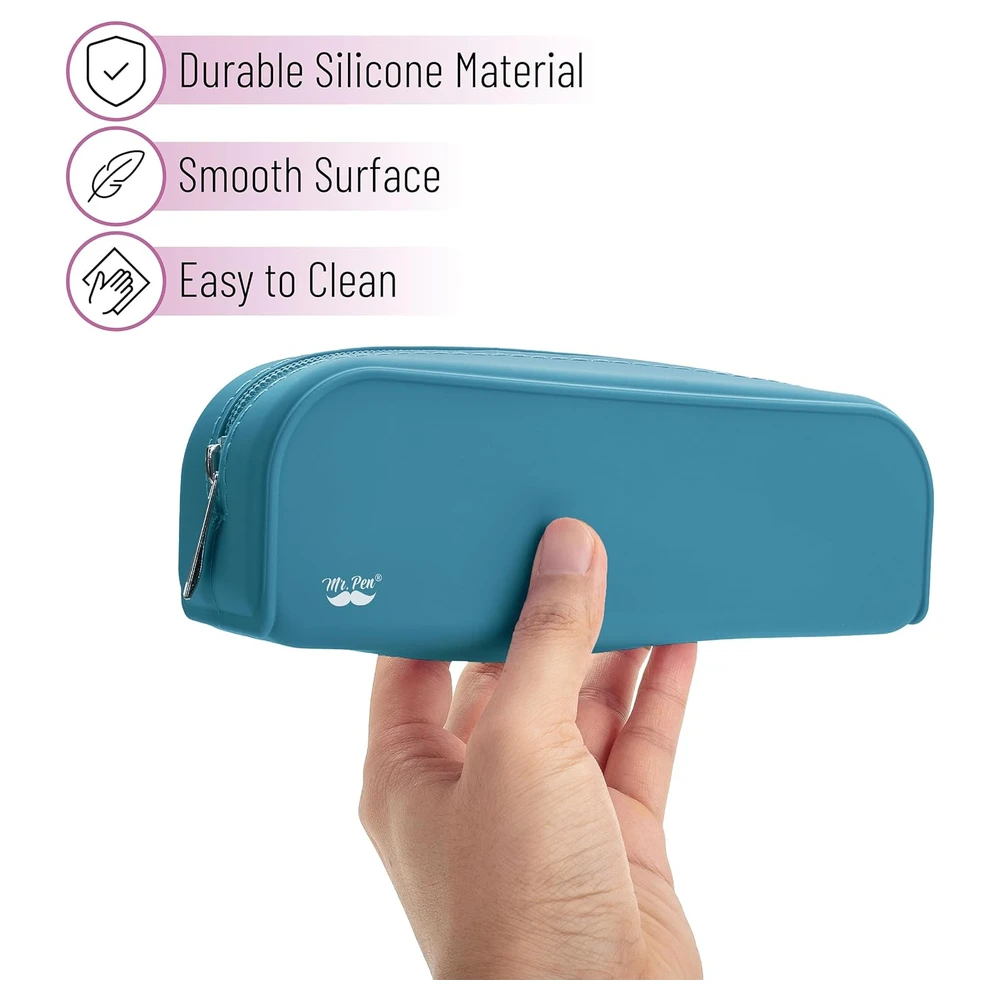 MR. PEN - ESTUCHE PEQUEÑO DE SILICONA PARA LÁPICES, ESTÉTICO DE SILICONA - AZUL