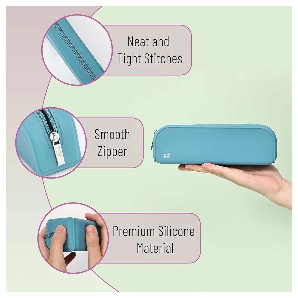MR. PEN - ESTUCHE PEQUEÑO DE SILICONA PARA LÁPICES, ESTÉTICO DE SILICONA - AZUL