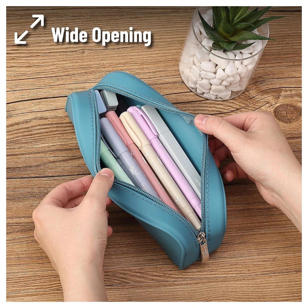 MR. PEN - ESTUCHE PEQUEÑO DE SILICONA PARA LÁPICES, ESTÉTICO DE SILICONA - AZUL