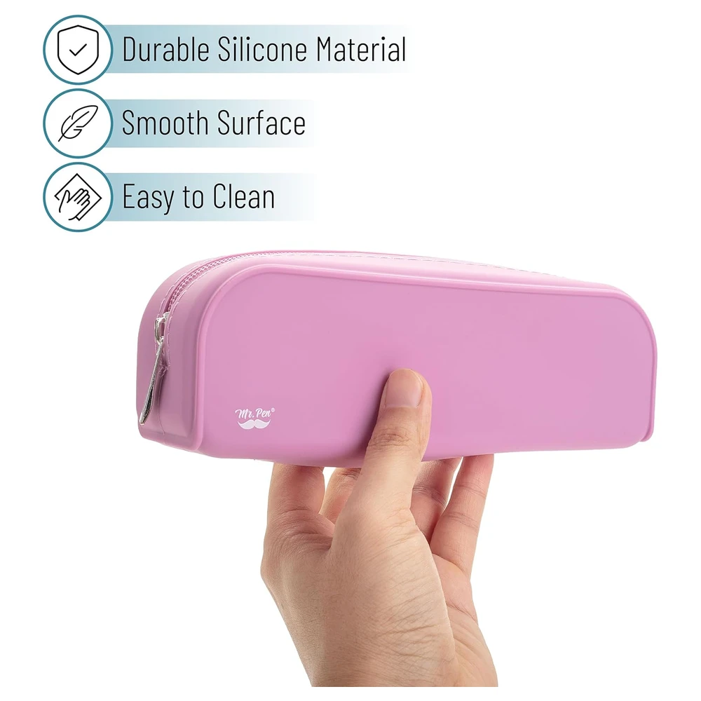 MR. PEN - ESTUCHE ESTÉTICO DE SILICONA PARA LÁPICES,PARA MUJERES, BOLSA DE MAQUILLAJE - ROSADO