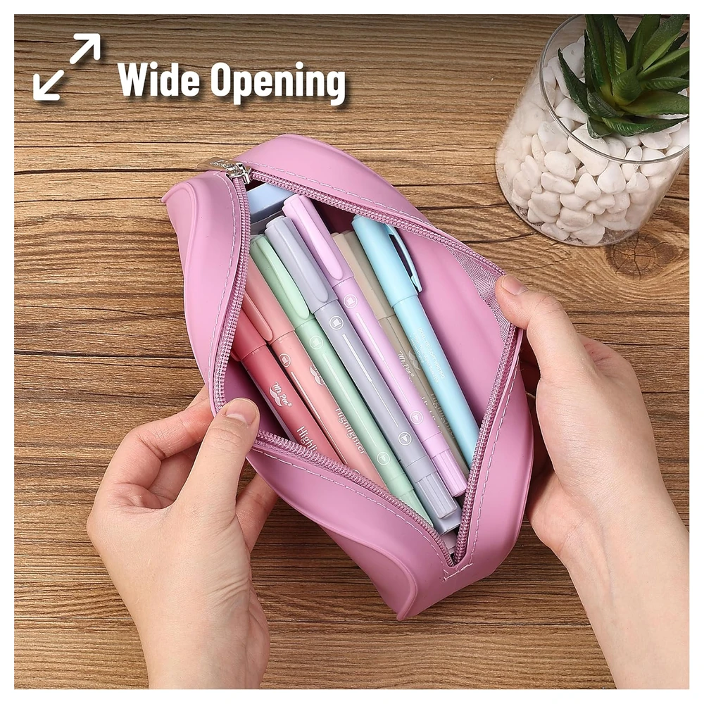 MR. PEN - ESTUCHE ESTÉTICO DE SILICONA PARA LÁPICES,PARA MUJERES, BOLSA DE MAQUILLAJE - ROSADO