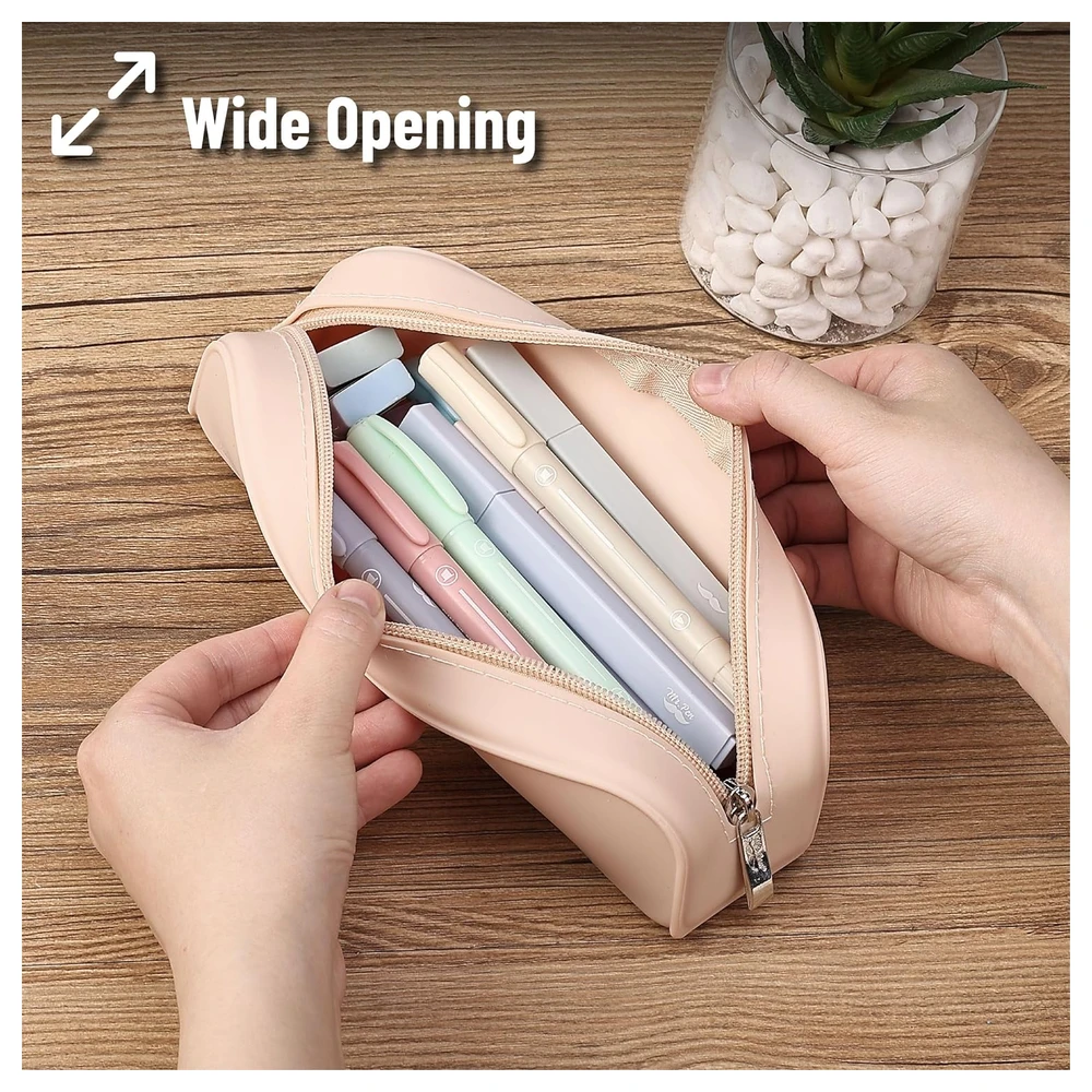 MR. PEN - ESTUCHE PEQUEÑO DE SILICONA PARA LÁPICES - BEIGE