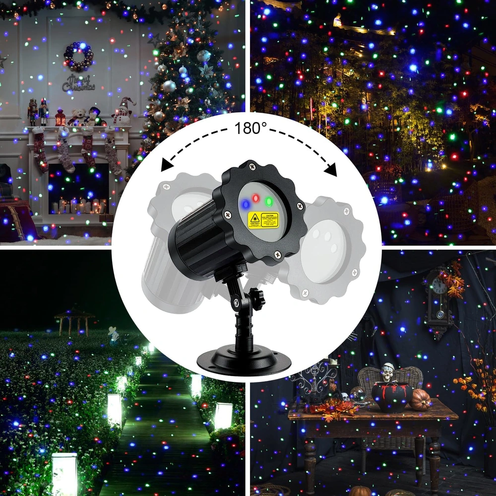 PROYECTOR LÁSER DE NAVIDAD LUZ LÁSER CONTROL REMOTO RF A PRUEBA DE AGUA | 3 COLORES