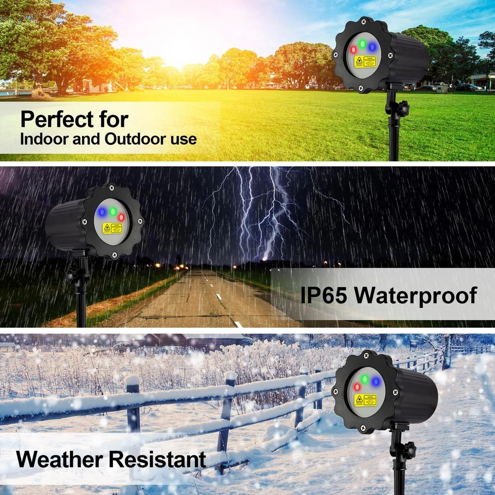 PROYECTOR LÁSER DE NAVIDAD LUZ LÁSER CONTROL REMOTO RF A PRUEBA DE AGUA | 3 COLORES