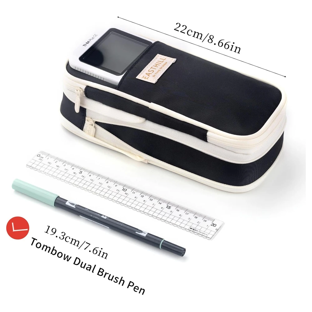 B0C4D91LFD_2.webp EASTHILL ESTUCHE PARA LÁPICES DE GRAN CAPACIDAD,BOLSA GRANDE PARA LÁPICES DE PAPELERÍA Y BOLÍGRAFOS PARA NIÑAS ADOLESCENTES-NEGRO