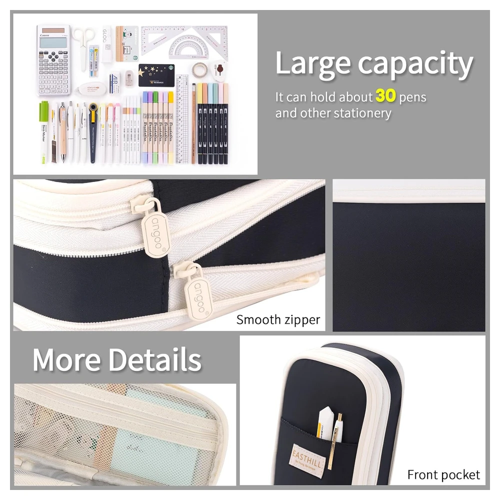 B0C4D91LFD_4.webp EASTHILL ESTUCHE PARA LÁPICES DE GRAN CAPACIDAD,BOLSA GRANDE PARA LÁPICES DE PAPELERÍA Y BOLÍGRAFOS PARA NIÑAS ADOLESCENTES-NEGRO