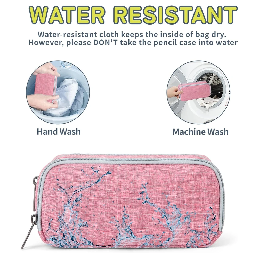 DELLA GAO - ESTUCHE PARA LÁPICES DE GRAN CAPACIDAD, DE NAILON, DURADERO - ROSADO