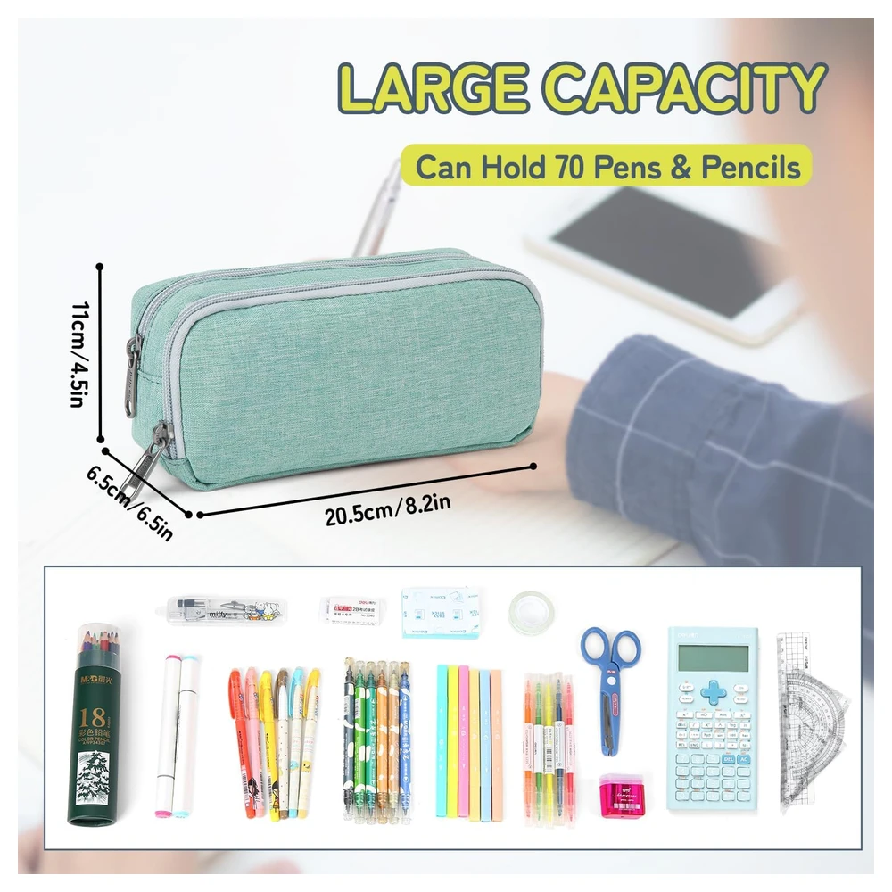 DELLA GAO - ESTUCHE PARA LÁPICES DE GRAN CAPACIDAD, DURADERO - VERDE