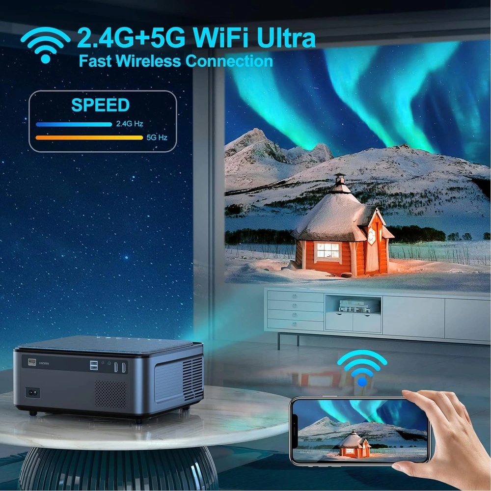 PROYECTOR BLUETOOTH WIFI 5G NATIVE PANTALLA DE 350 PULGADAS | 350" / 889 CM