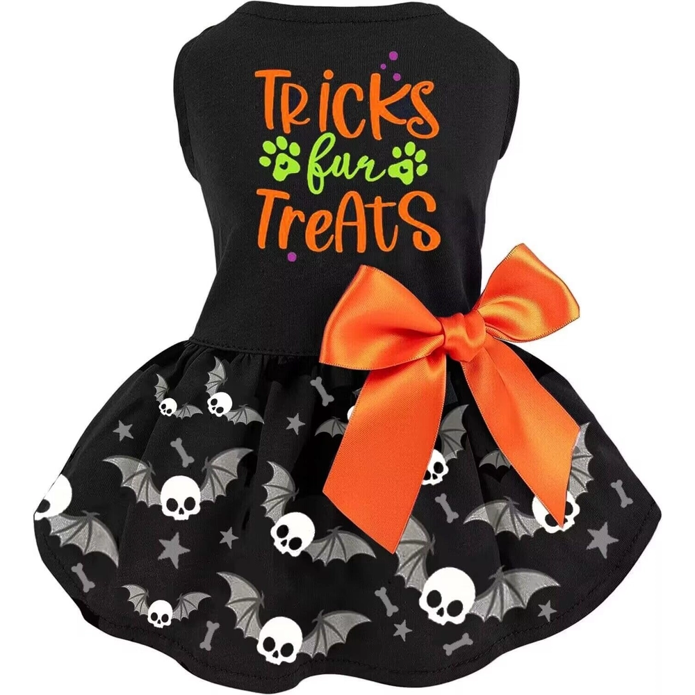 Vestido para Perros Trajes de Algodón para Gatos Falda de Calavera - Talla S