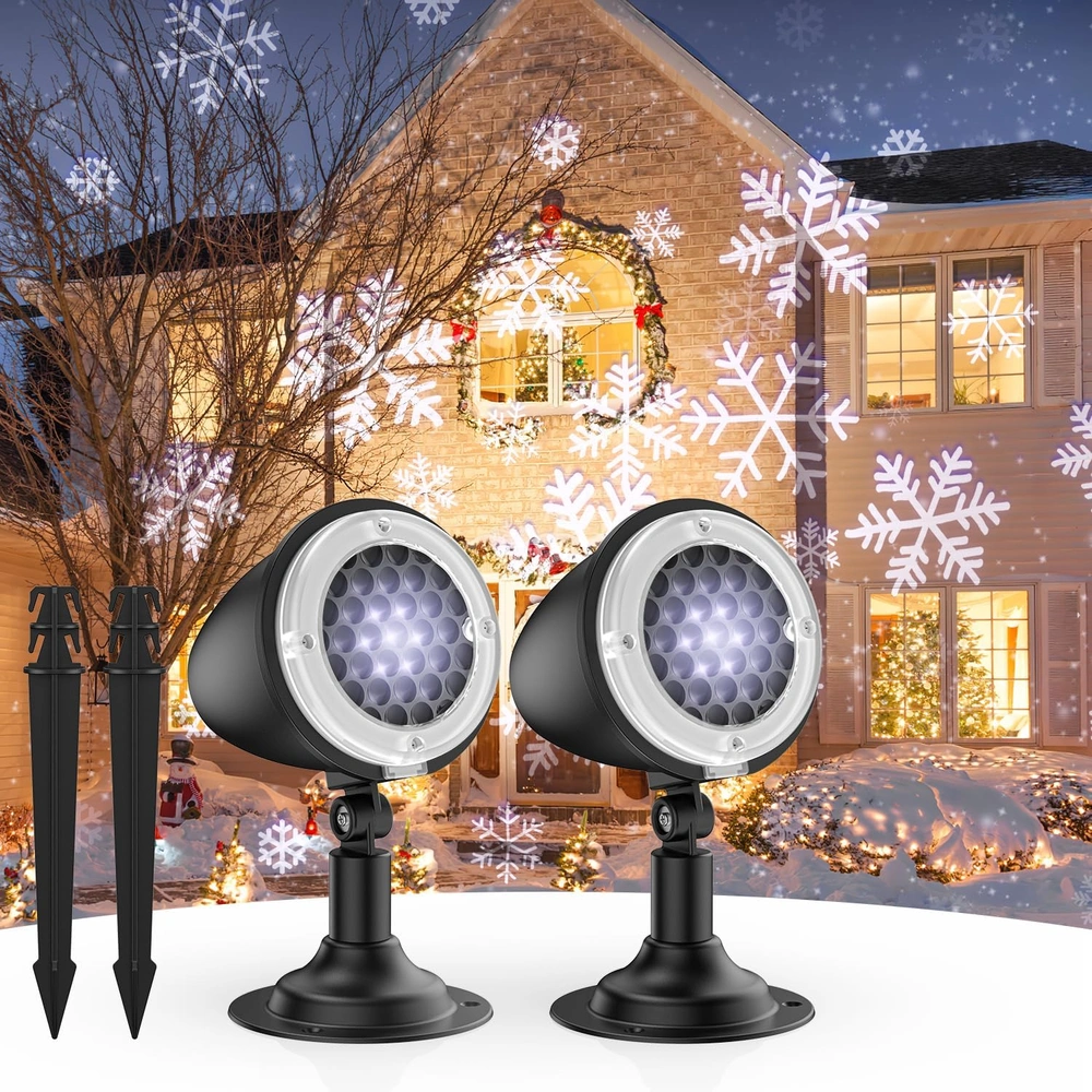 PROYECTO DE LUCES DE NAVIDAD 2 LUCES LED DE PROYECTOR DE COPO DE NIEVE