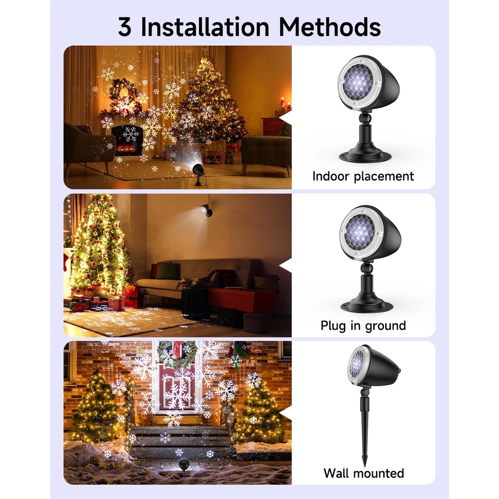 PROYECTO DE LUCES DE NAVIDAD 2 LUCES LED DE PROYECTOR DE COPO DE NIEVE
