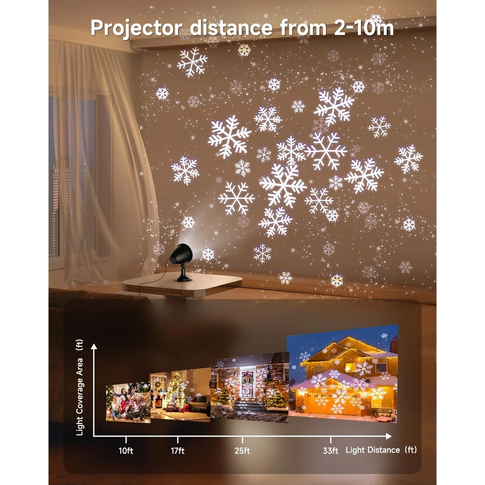 PROYECTO DE LUCES DE NAVIDAD 2 LUCES LED DE PROYECTOR DE COPO DE NIEVE
